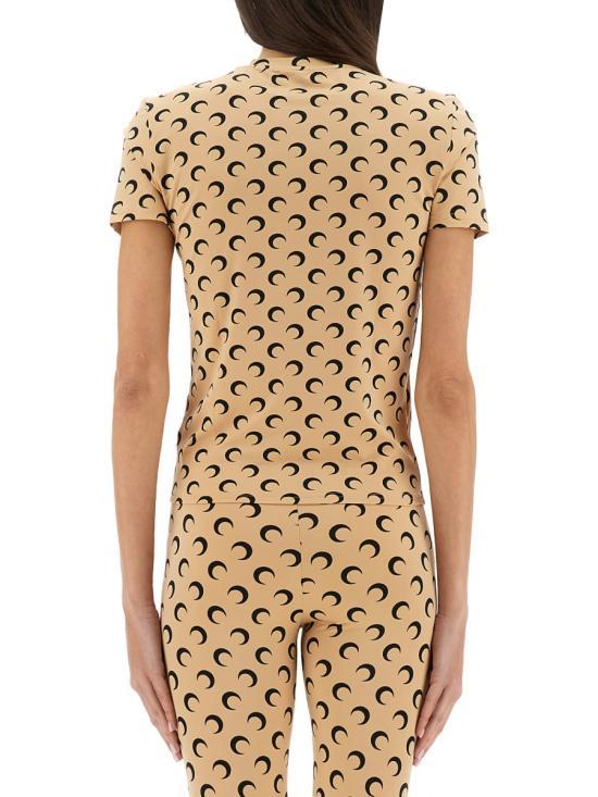 Marine Serre Beige Short Sleeve T-Shirt UTS001 ACJER0001 TA10