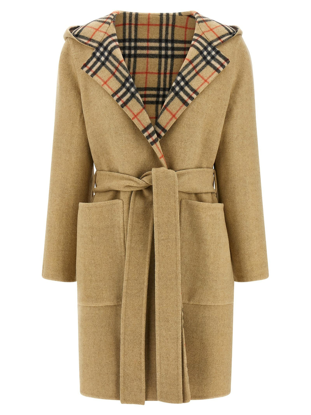 BURBERRY Sand Icon Check Cotton Trench Coat