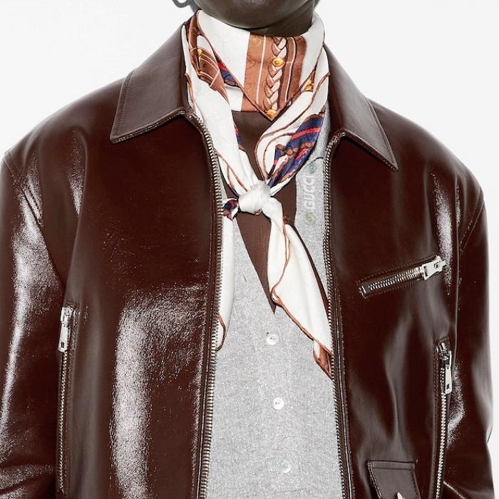 GUCCI Horsebit Print Silk Scarf 767130 3G009 9077