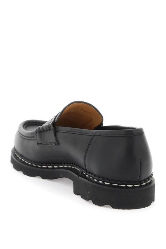 PARABOOT Black Leather Penny Loafers for Men 099412 BLACK DOM