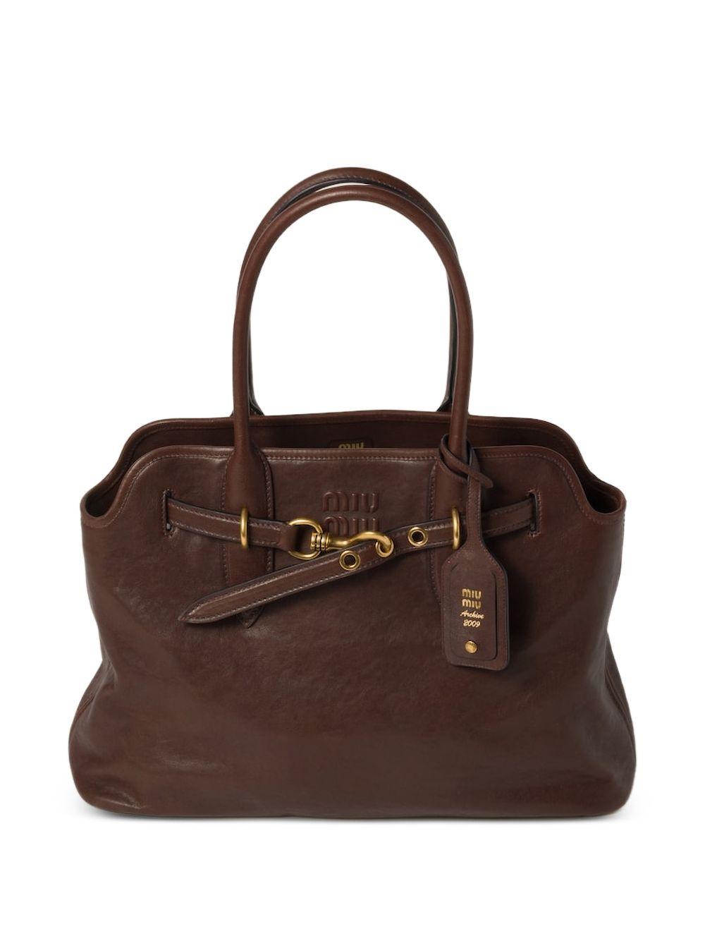 Miu Miu Leather Tote Bag Navy