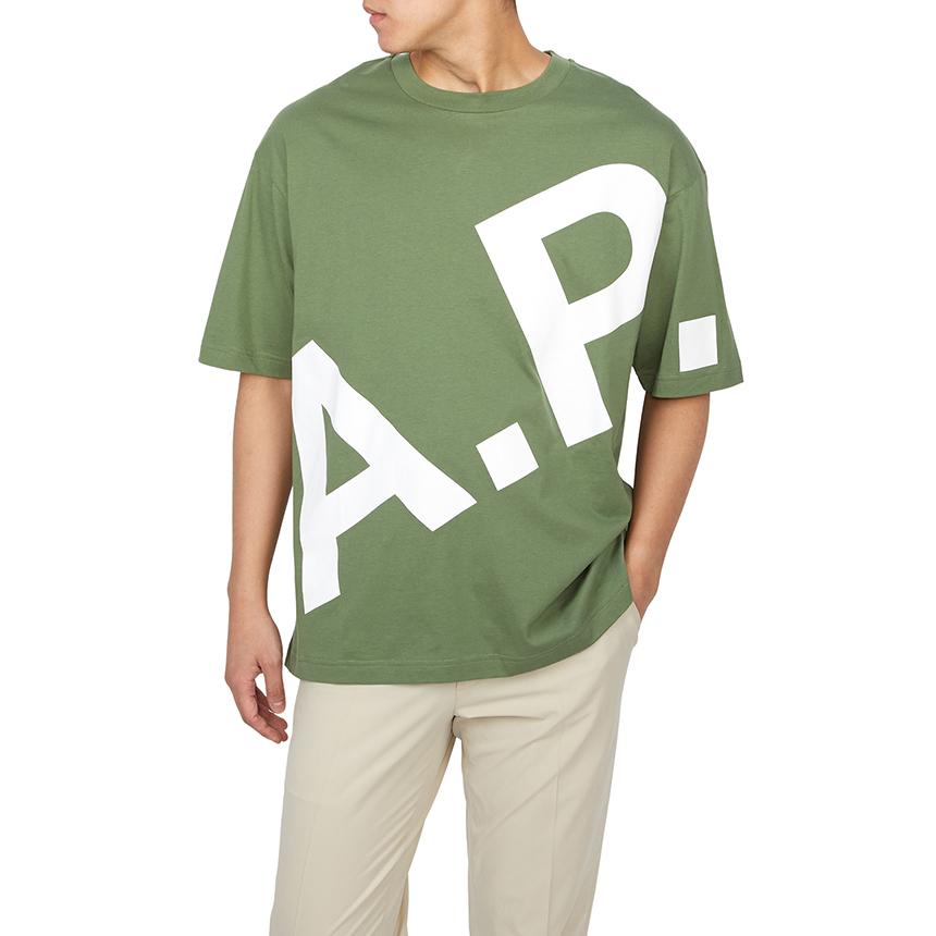 A.P.C. Lysandre Unisex Short Sleeve T-Shirt COFBT M26341 KAE VERT GRISE