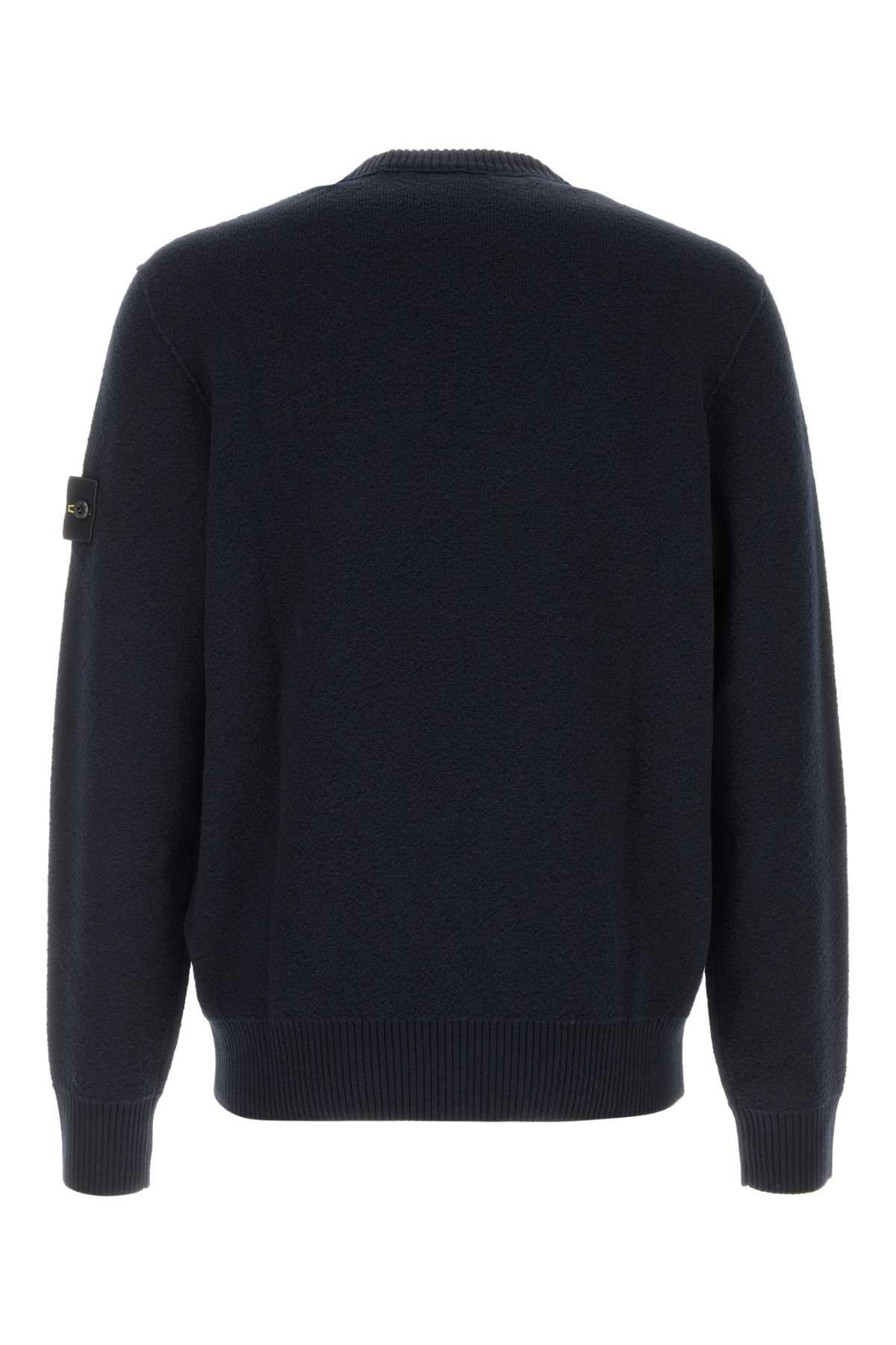 STONE ISLAND Black Wool Round Neck Knit Sweater