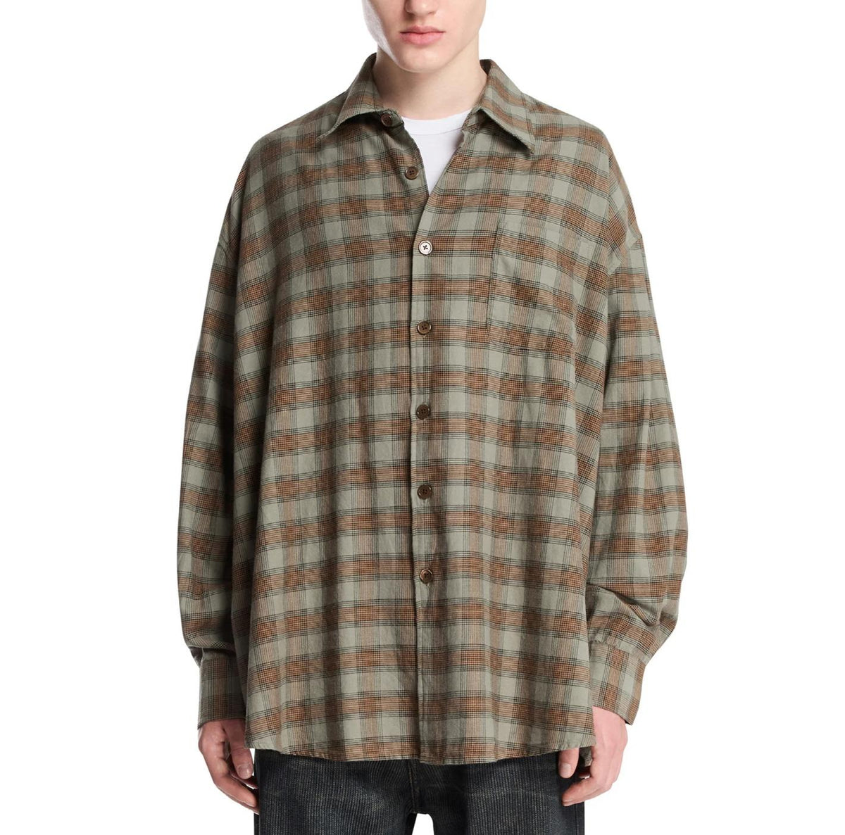 OUR LEGACY Iowa Flannel Check Borrowed Long Sleeve Shirt