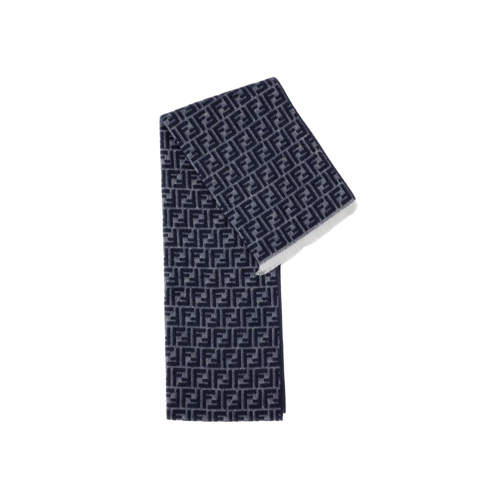 FENDI FF Jacquard Wool Scarf Blue FXS373 ATQB F03NU