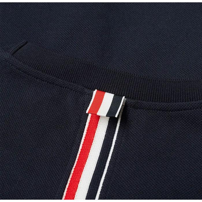 THOM BROWNE Center Back Stripe Short Sleeve T-Shirt Navy Cotton