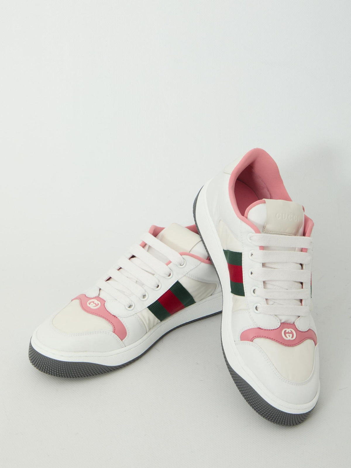 GUCCI White Leather Low Top Sneakers
