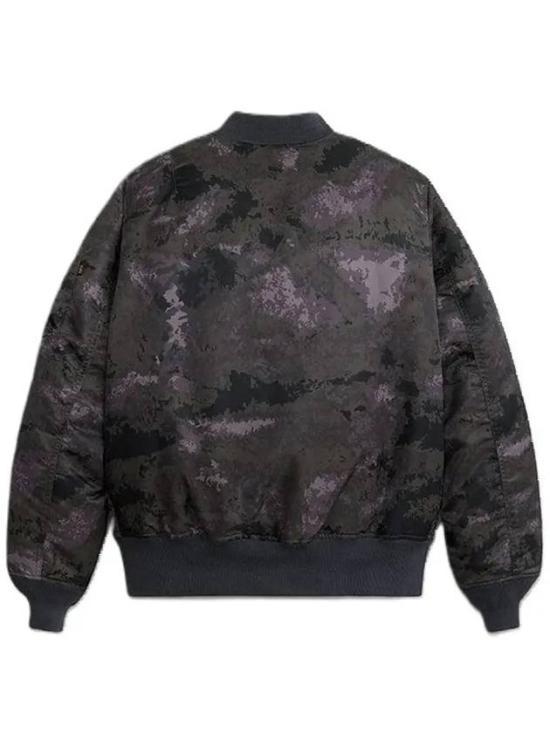 ALPHA INDUSTRIES Black Nylon MA-1 Bomber Jacket MJM53504C1BLACKBLURCAMO DOM