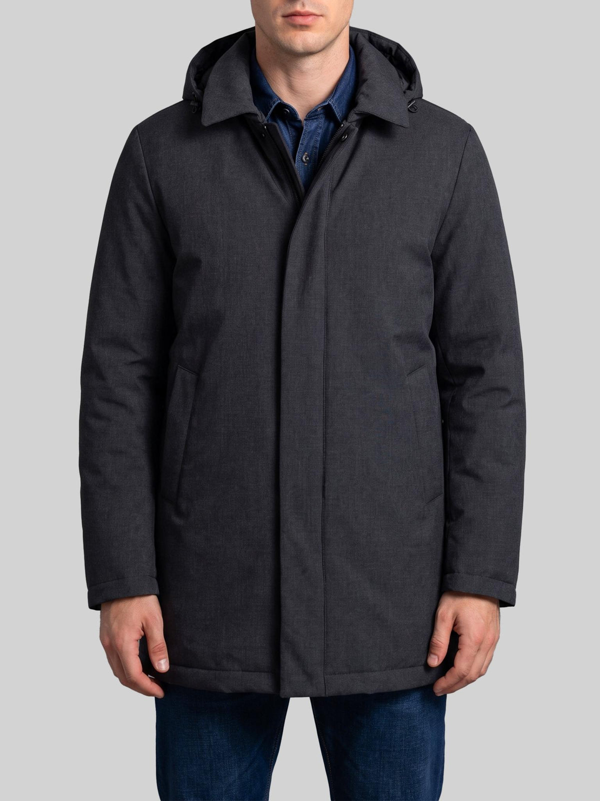 Herno Wool Blend Gray Single-Breasted Coat for Men