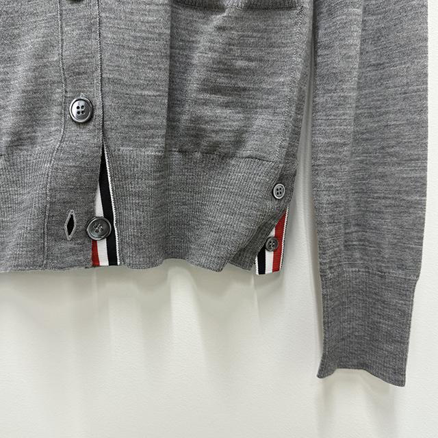 THOM BROWNE Women’s 4-Bar Armband Wool Cardigan Gray