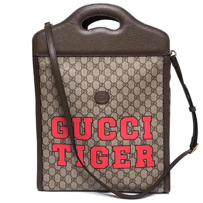 GUCCI Tiger Print Two-Web Stripe Tote Bag 688497 US7EC