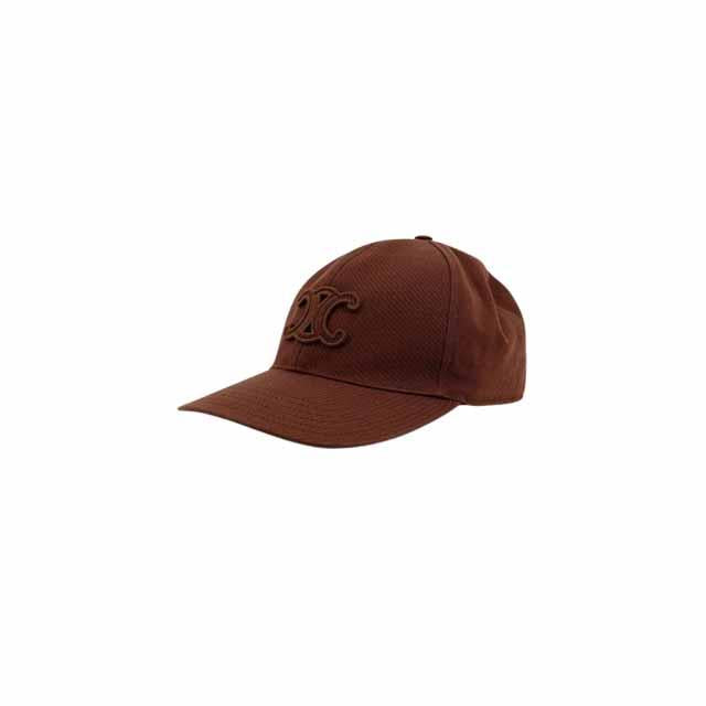 CELINE Triomphe Brown Cotton Baseball Cap Unisex