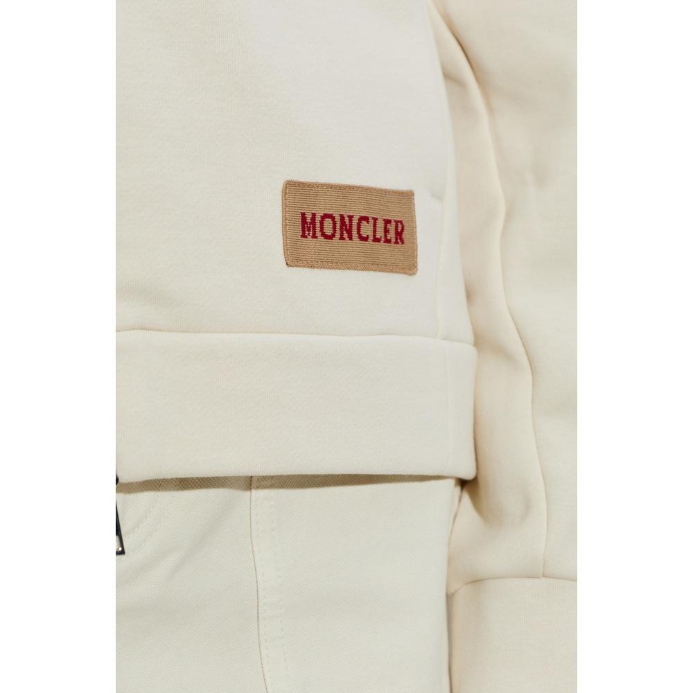 Moncler Logo Label Women’s Hooded Zip-Up Jacket Ivory