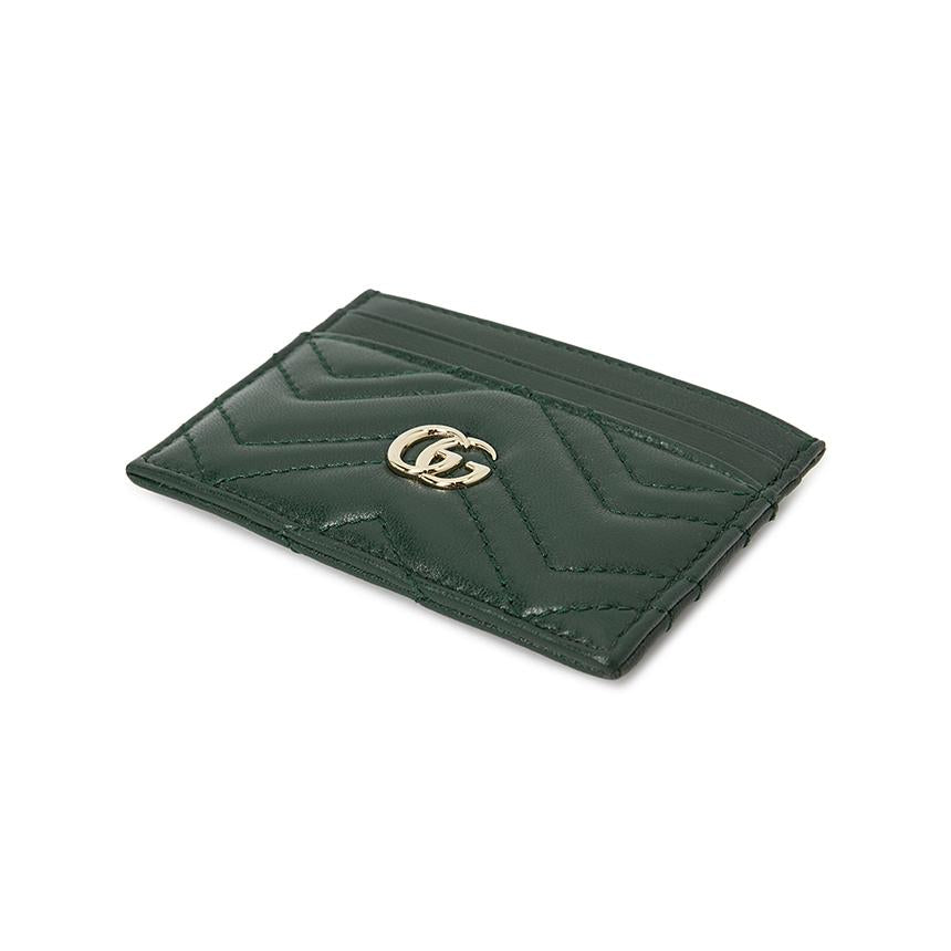 GUCCI GG Marmont Leather Card Holder Wallet Brown Women