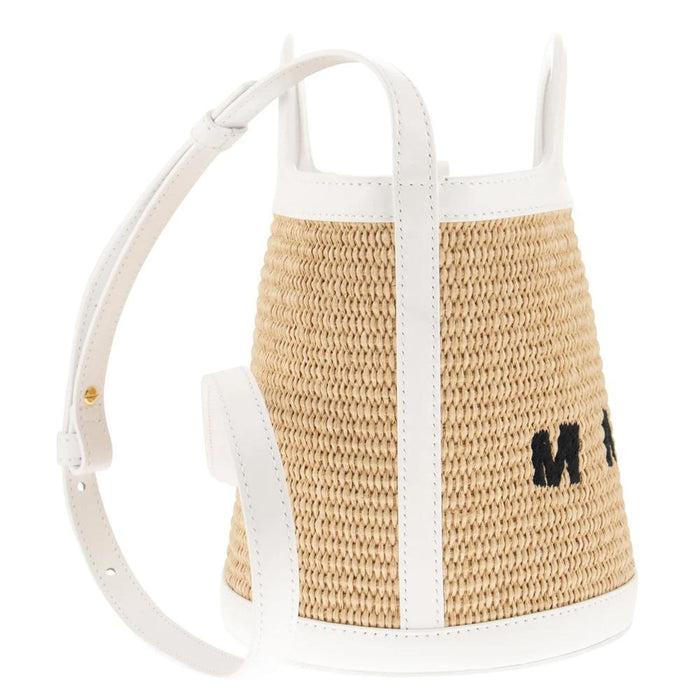 Marni Tropicalia Tote Bag Black Leather Top Handle Handbag
