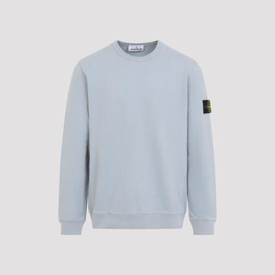 STONE ISLAND Ash Grey Cotton Fleece Sweatshirt for Men