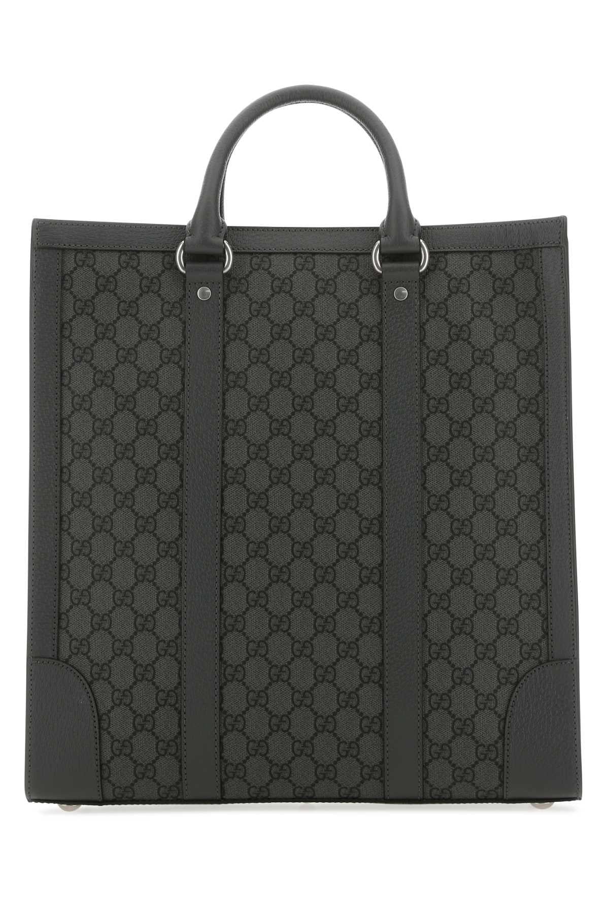 GUCCI Brown Canvas Leather Tote Bag for Men