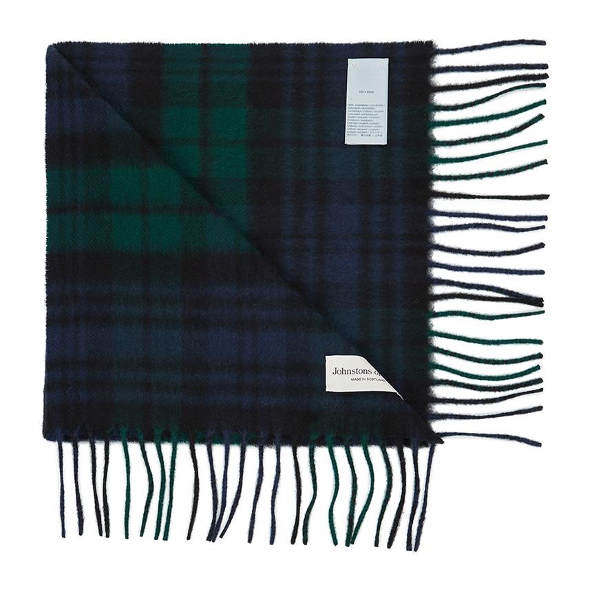Johnstons of Elgin Tartan Cashmere Scarf Black Watch Unisex