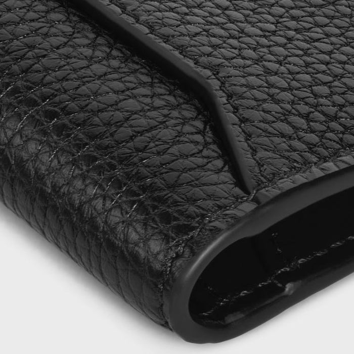 CELINE Vertical Card Holder Calfskin Leather Black Men’s Wallet
