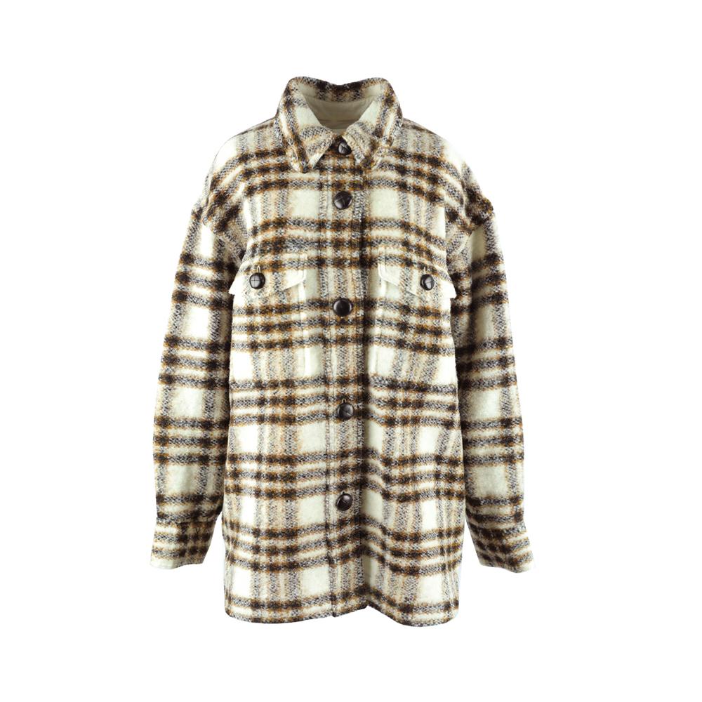 Isabel Marant Harveli Check Shirt Jacket Ecru Women’s Jacket