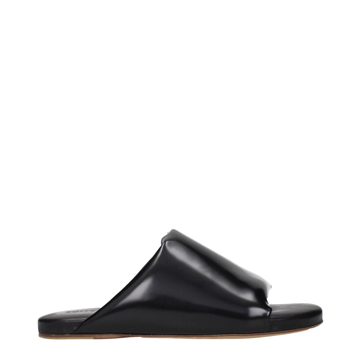 Bottega Veneta Black Leather Slide Sandals