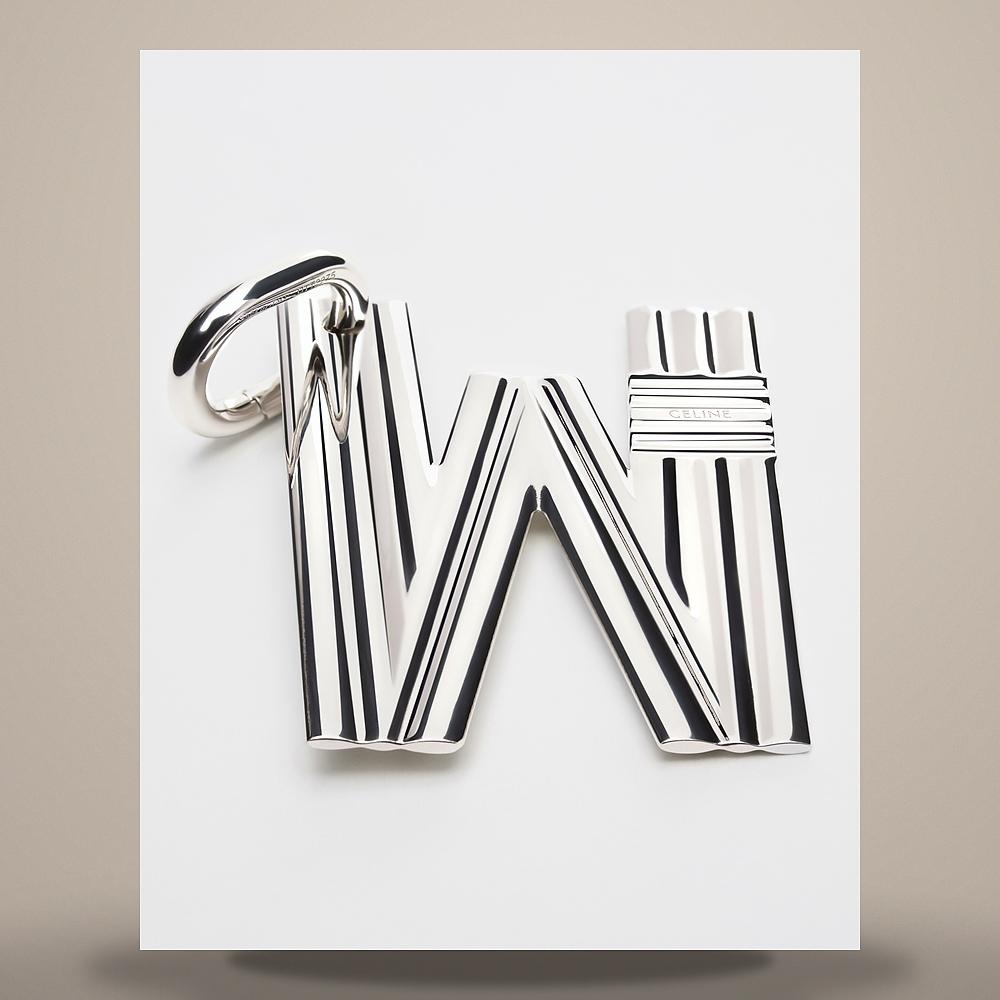 CELINE Triomphe Rhinestone Rhodium-Finish Brass Keyring Silver-Whi B10326BCZGGM5