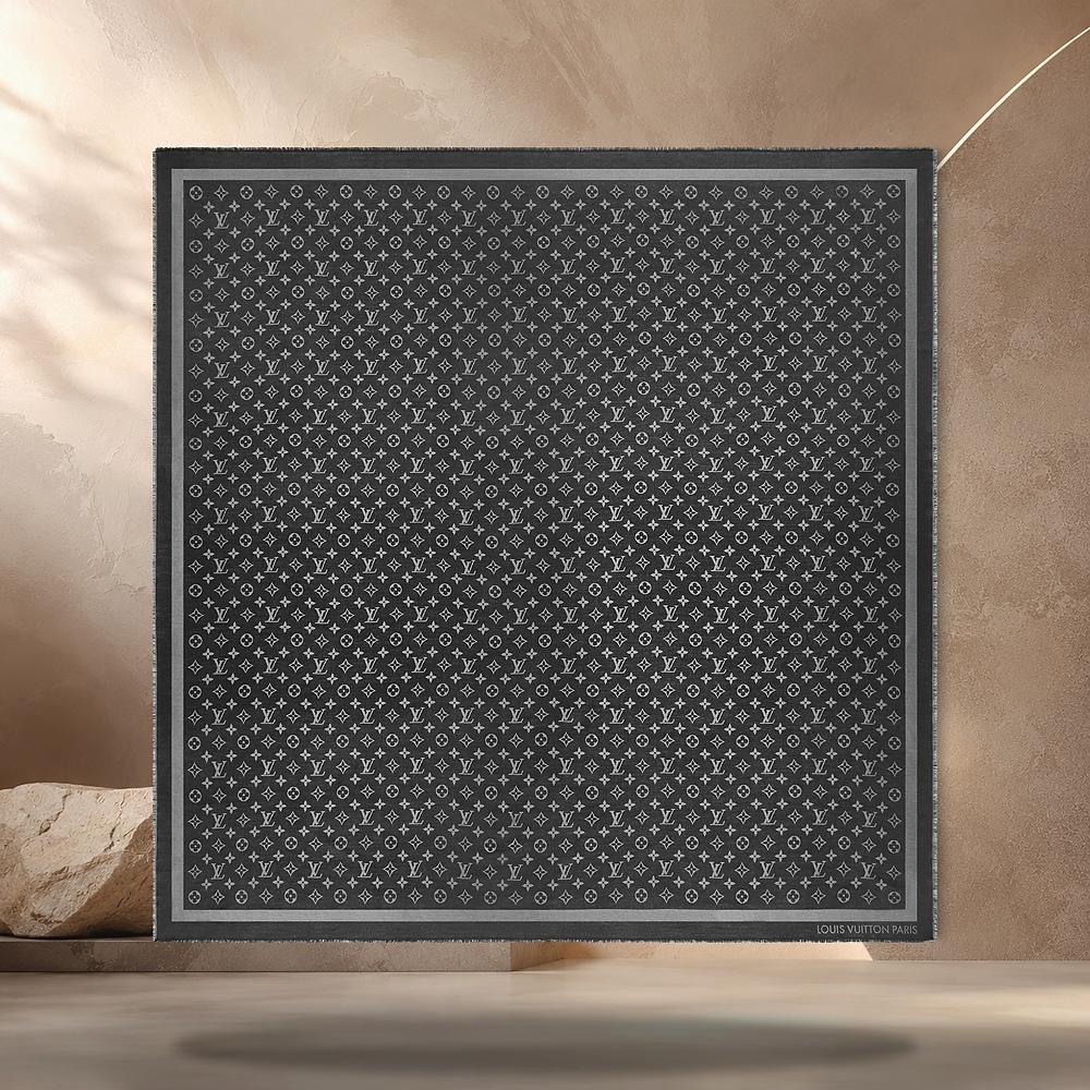 Louis Vuitton Monogram Shine Shawl Black Scarf M98353