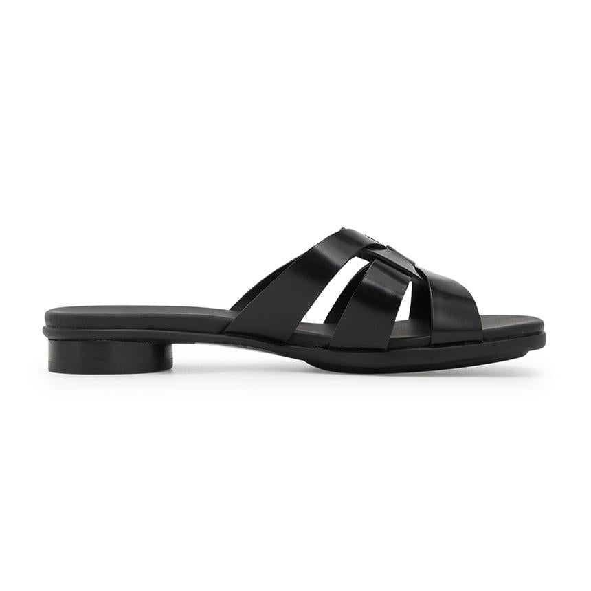 ecco Scalloped Alba 25 Women’s Leather Slide Sandals Black