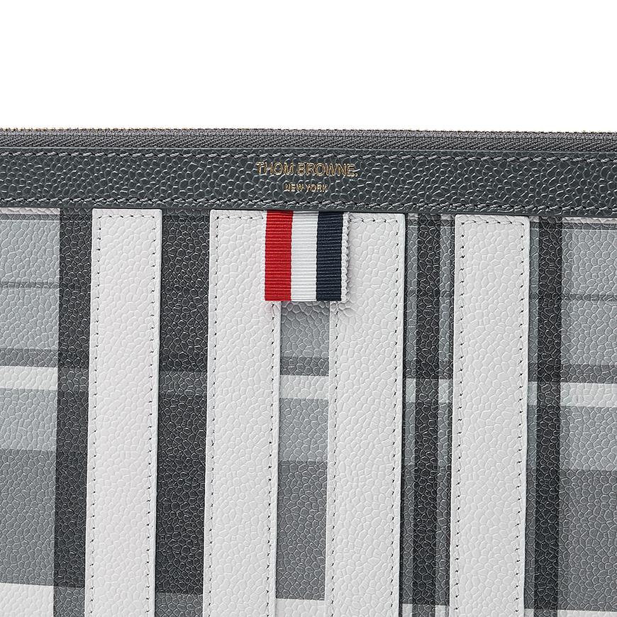 THOM BROWNE Pebble Grain Madras Leather Clutch MAC155A L0041 980 1