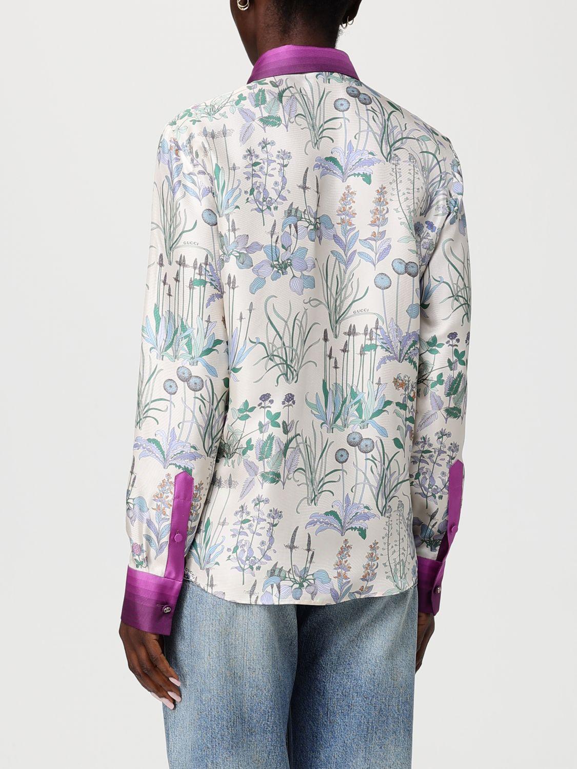 GUCCI Long Sleeve Button-Up Shirt Women’s Cotton Blend Ivory