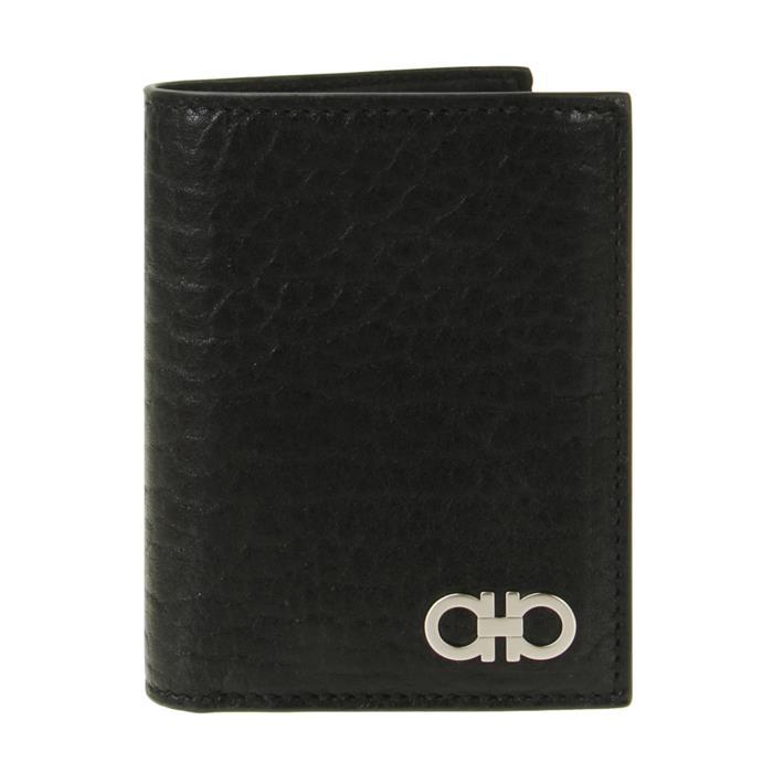 Ferragamo Gancini Leather Credit Card Holder Black Card Case
