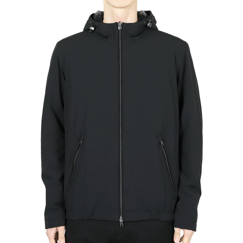 Herno Men’s Resort Hooded Bomber Jacket Black GI00042UR 12387S 9300