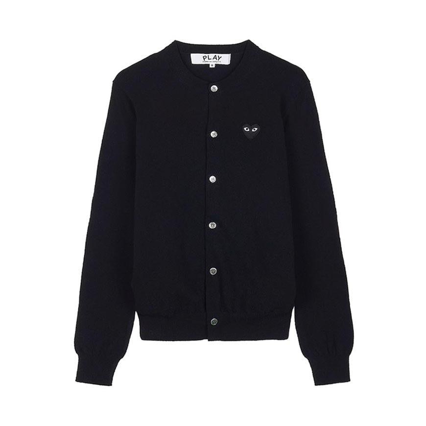 Comme des Garcons Unisex Black Heart Patch Cardigan Black Knit