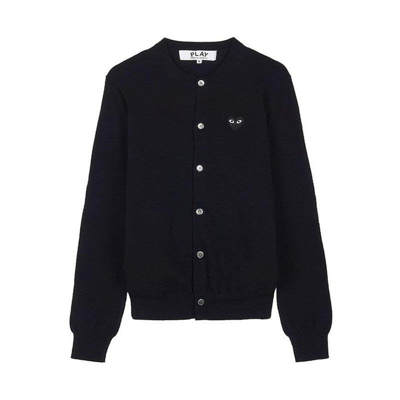 Comme des Garcons Unisex Black Heart Patch Cardigan Black Knit