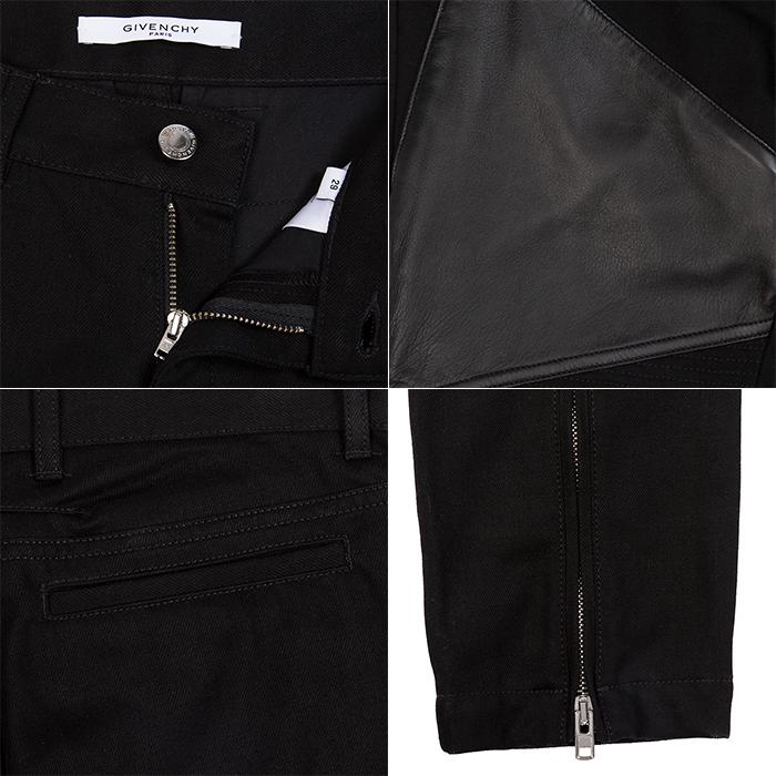 GIVENCHY Leather Zip Detail Black Jeans