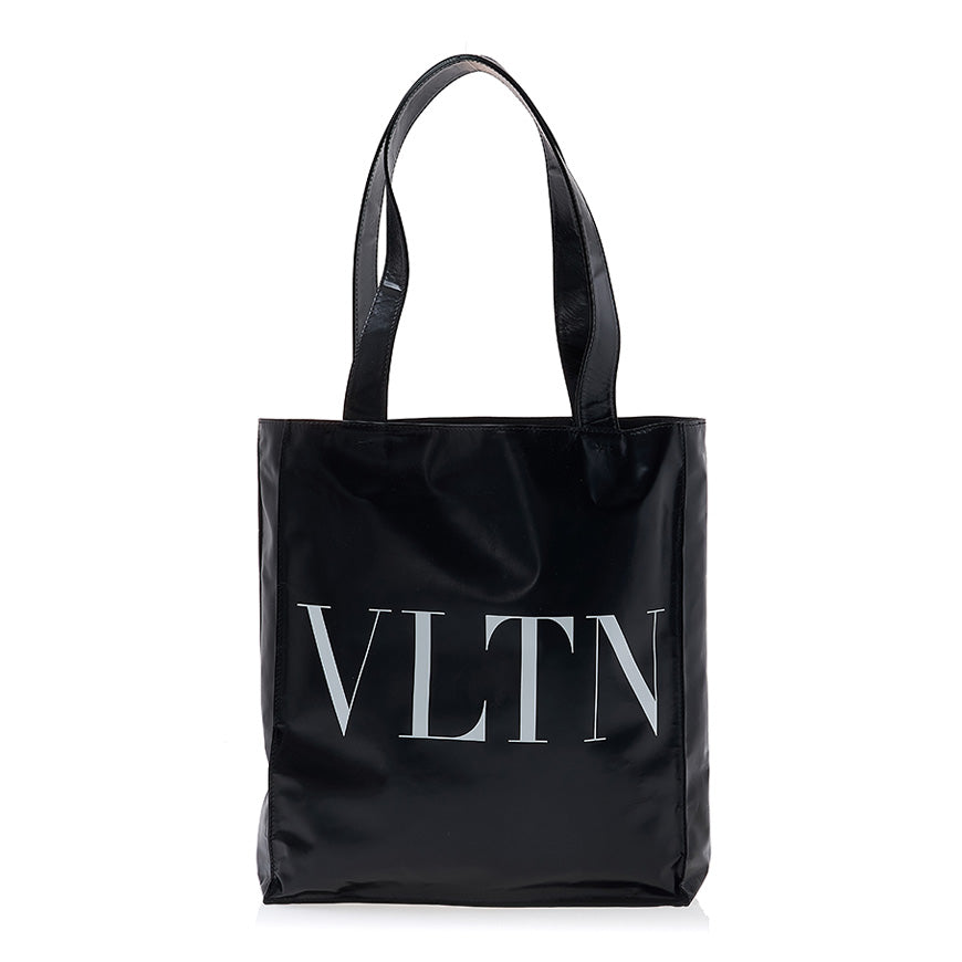 VALENTINO Garavani VLTN Logo Black Leather Unisex Tote Bag