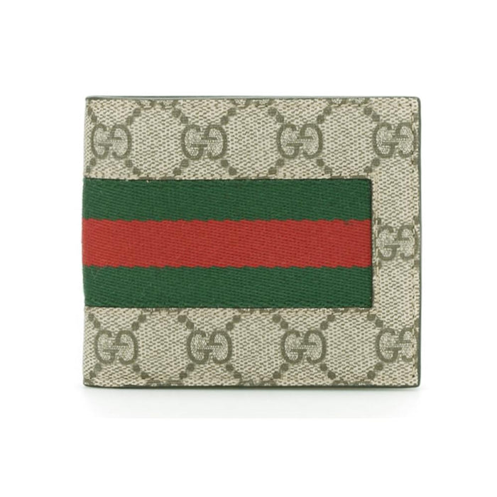 GUCCI Beige GG Supreme Web Bifold Wallet 408827 KHN4N 9791