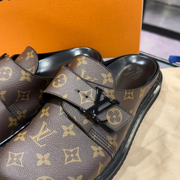 Louis Vuitton Brown Black Logo LV Easy Mule Sandals for Men