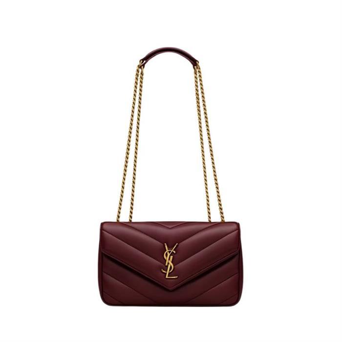Saint Laurent Rouge Cabernet Leather Shoulder Bag 801437 AAEAX 6197