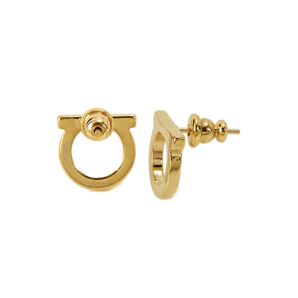 Ferragamo Gancini Logo Large Gold Earrings