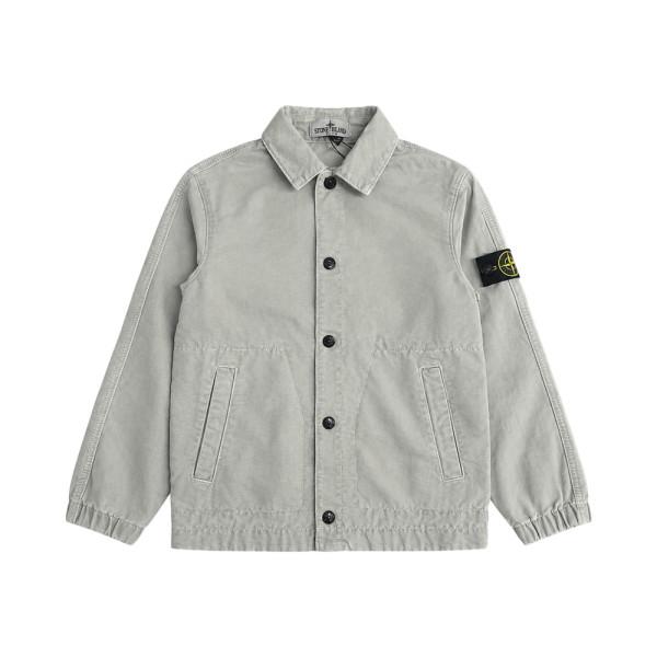 STONE ISLAND Kids Women Patch Logo Work Jacket Pearl Gray 4100010 S0104 V0161