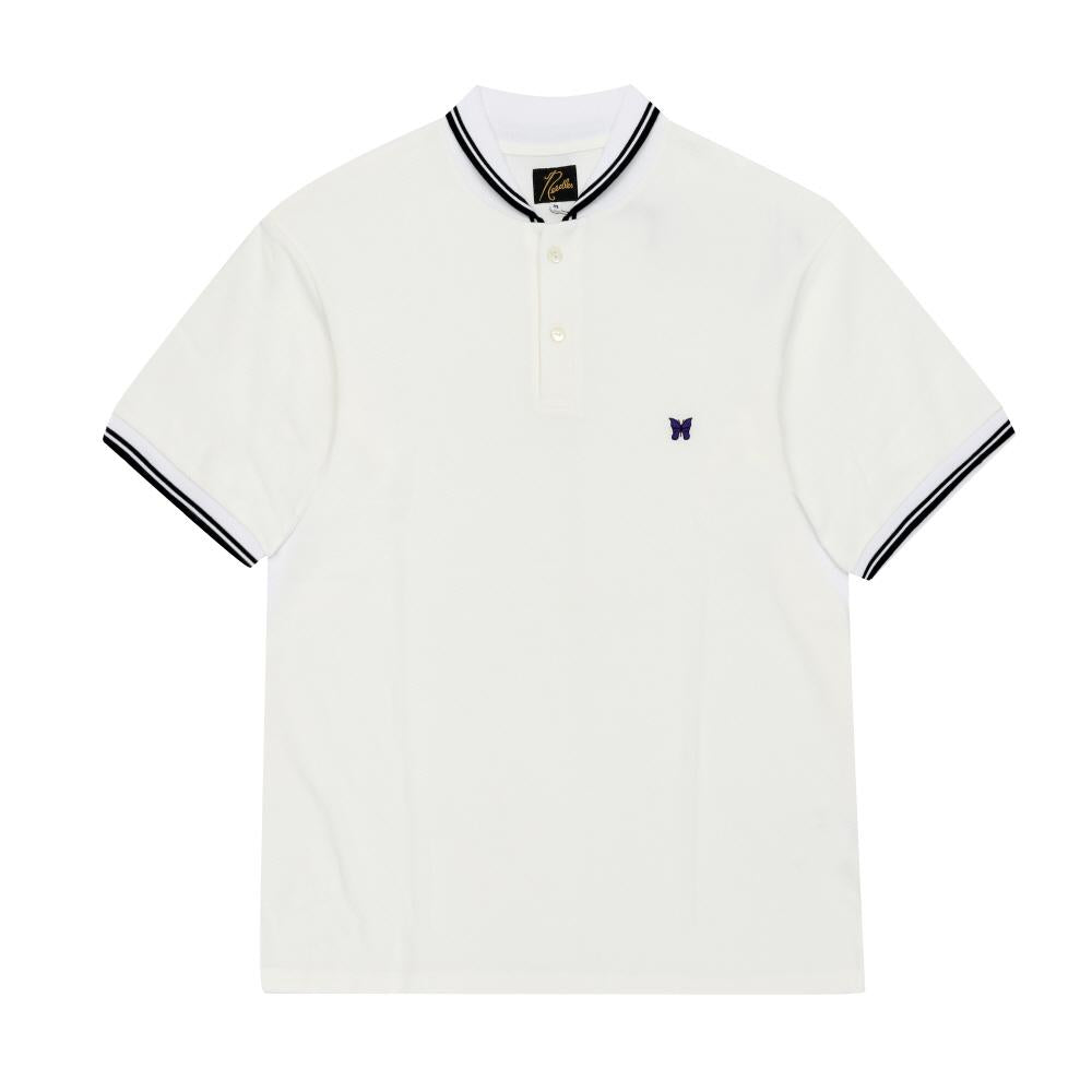 NEEDLES Men’s Short Sleeve Polo Shirt QV354 AOff White