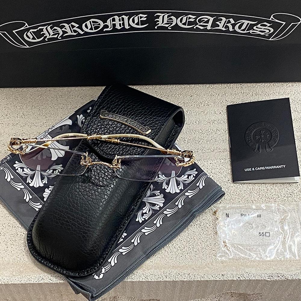 Chrome Hearts Gold Plate Brown Bone Brown Eyeglasses