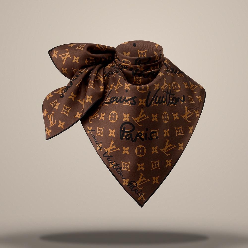 Louis Vuitton LV Script Square 70 Scarf Black M97944