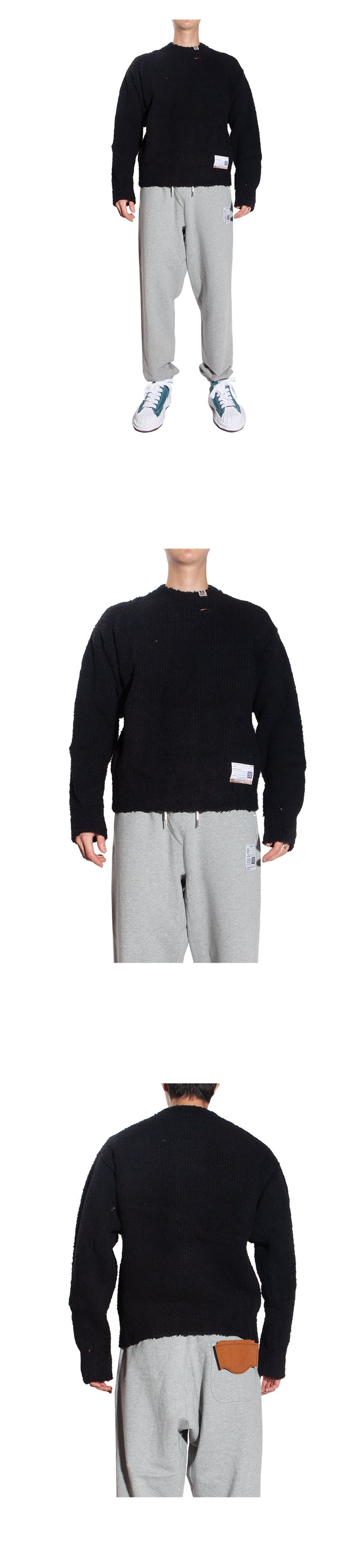 Maison Mihara Yasuhiro Patch Distressed Knit Crewneck Sweater A09SW502
