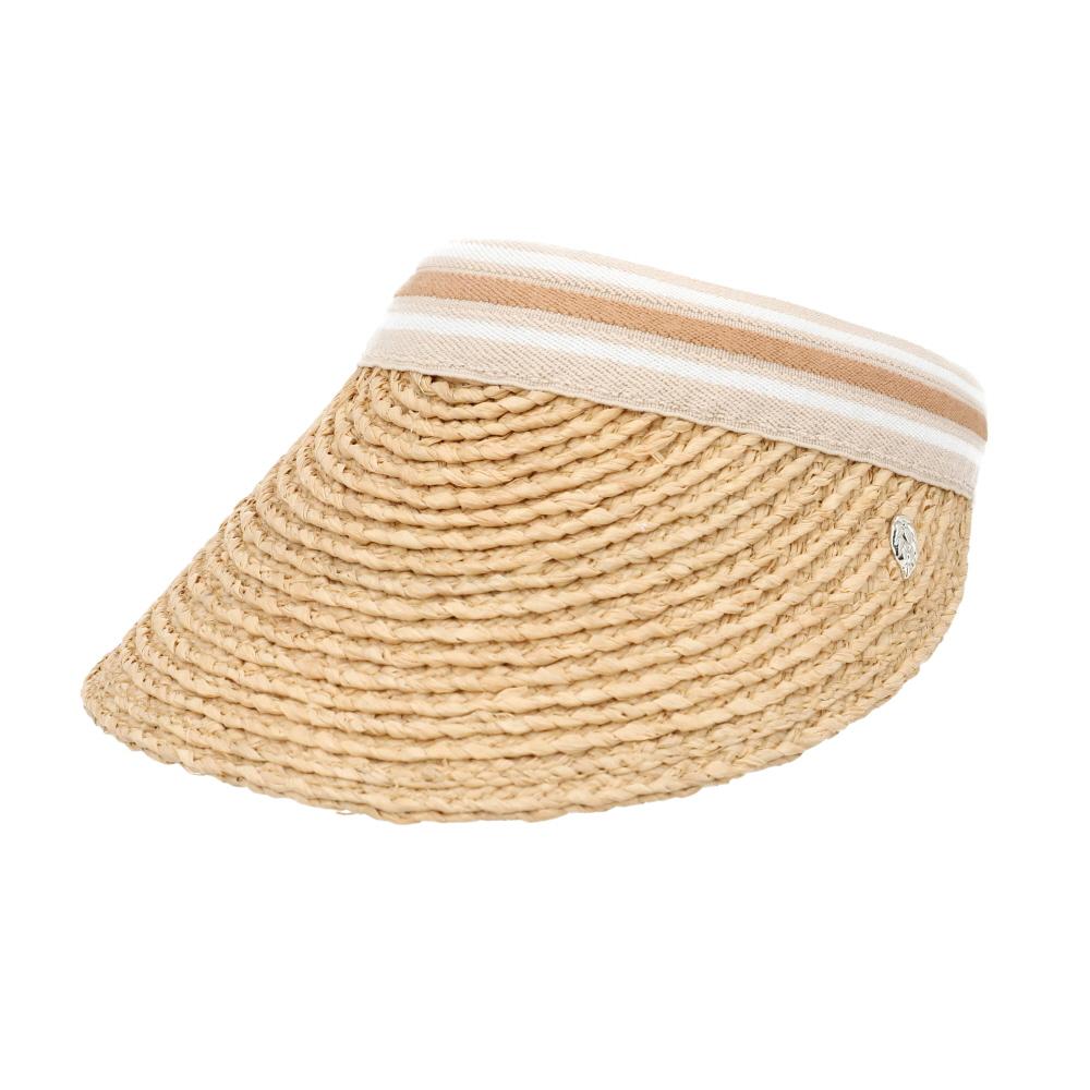 HELEN KAMINSKI Natural Nougat Stripe Bianca 8 Visor Sun Cap HAT52203 NTNUS