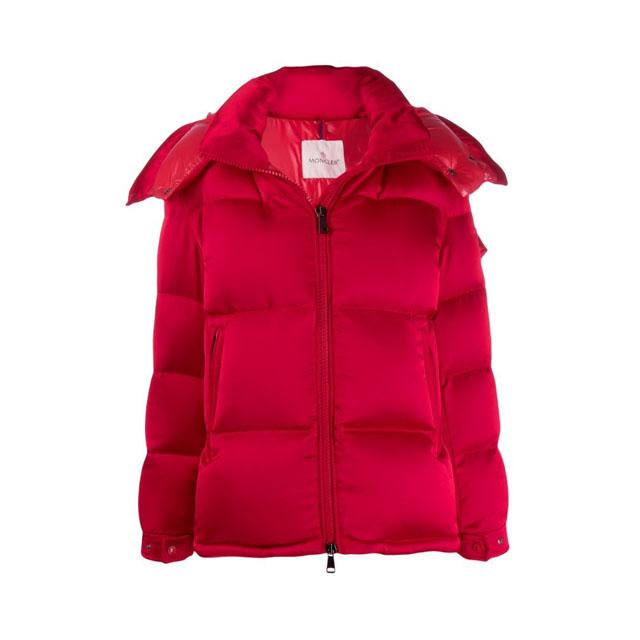 Moncler Will Arm Logo Hooded Down Jacket Red Women