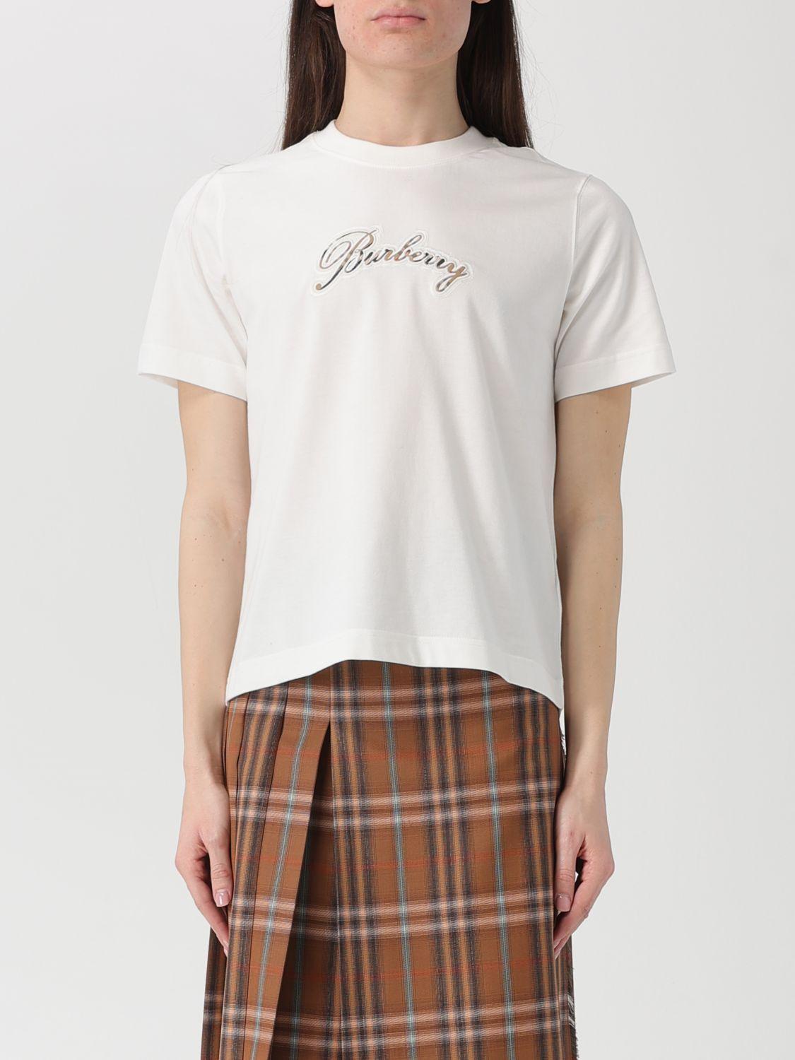 BURBERRY Short Sleeve Logo T-Shirt Black Cotton Women