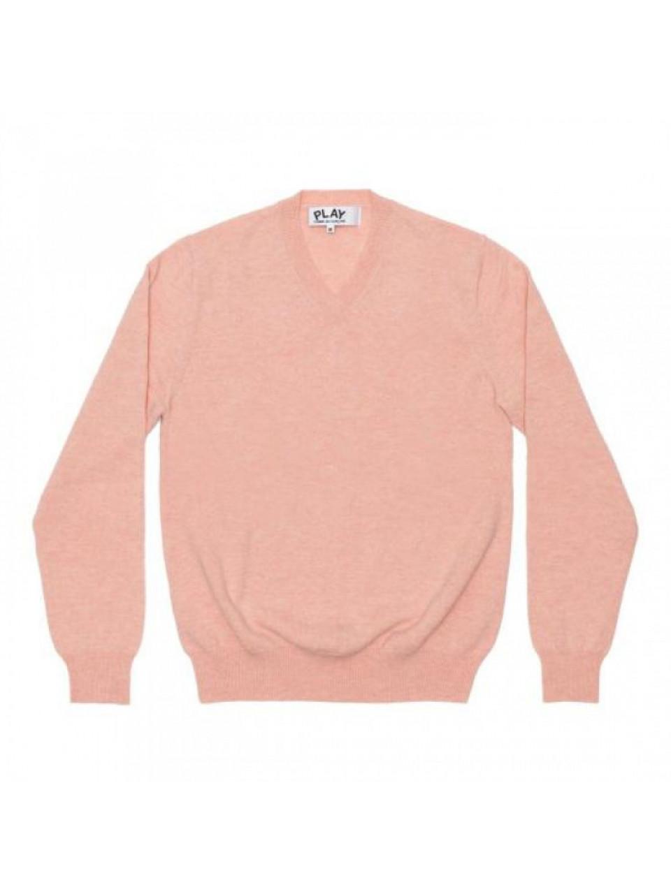Comme des Garcons Small Red Heart Patch V-Neck Wool Sweater Men AX N090 051 5