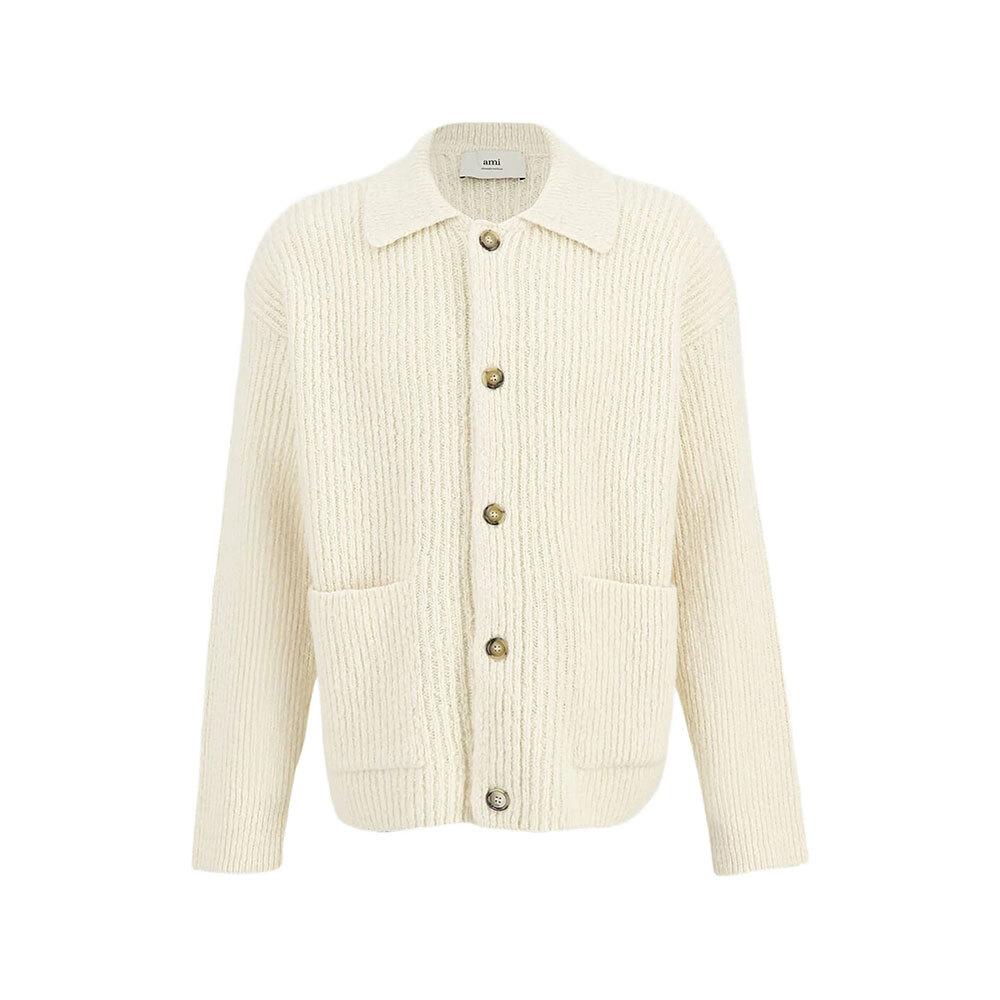 AMI Wool Alpaca Knit Cardigan for Men HKC354 KN0112 185